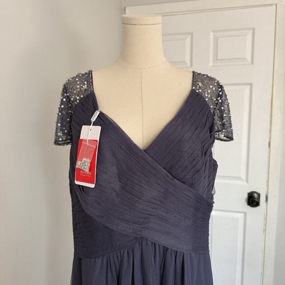 NWT JJs House Formal Bridesmaid Dress Plus Sz 16W Blue Sequin Mother of Bride - Picture 2 of 14